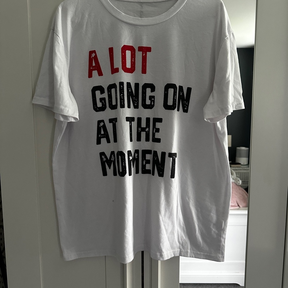 Taylor Swift “22” White Tee with Bold Red and Black Text